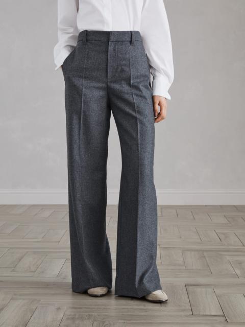 Virgin wool and cashmere flannel loose trousers