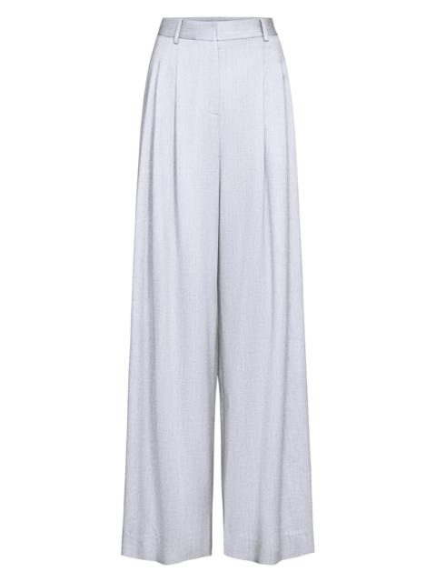 TWP Women's Avery Stretch-Wool Wide-Leg Pants - Light Heather Grey