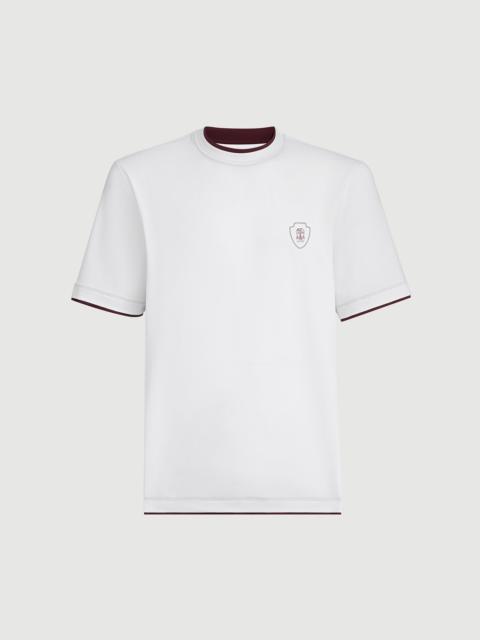 Brunello Cucinelli Comfort nylon crew neck T-shirt with faux-layering and logo