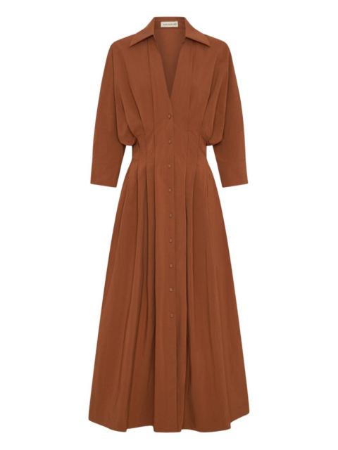 NICHOLAS Lanae pleated button-front midi dress
