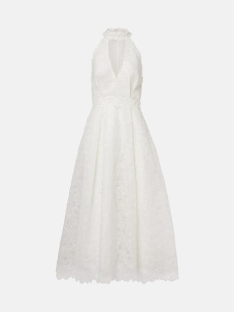COSTARELLOS Lavinia embroidered organza cocktail dress