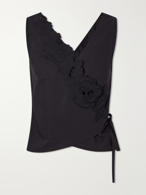 SIR. Klara Broderie Anglaise Cotton Wrap Top