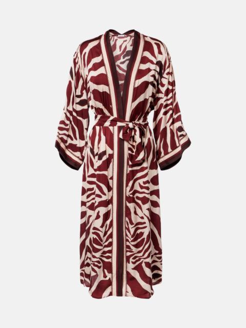 Poupette St Barth Erica printed satin kaftan