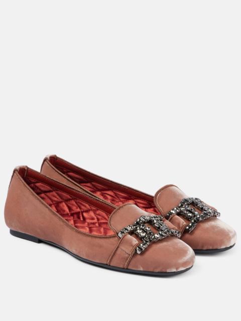 Tod's Kate embellished velvet ballet flats