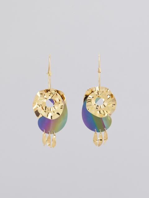 Marni AIR EARRINGS IN BRASS WITH WAVY DISKS