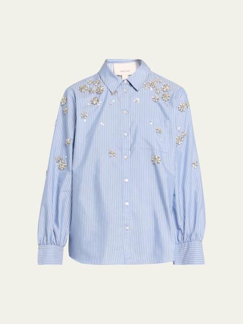 Cinq à Sept Lola Pinstripe Embellished Shirt