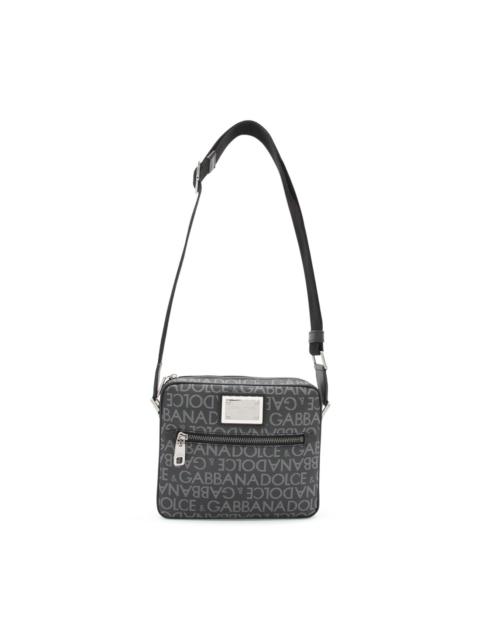 Dolce & Gabbana black and grey leather messenger bag