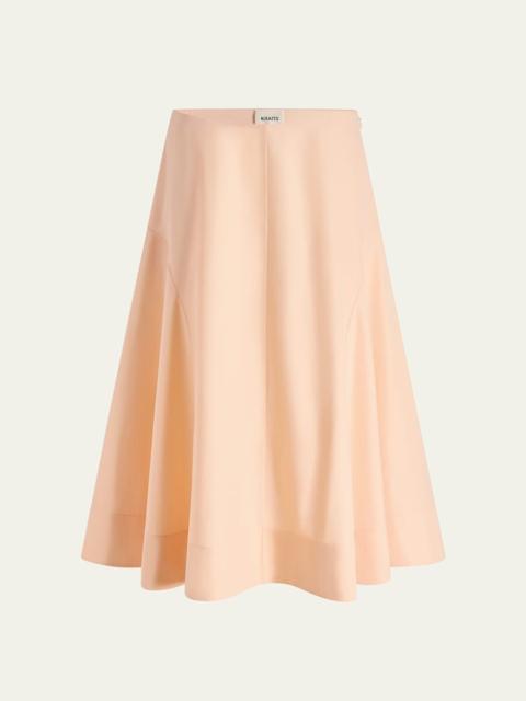 KHAITE Artin Paneled Cotton Midi Skirt