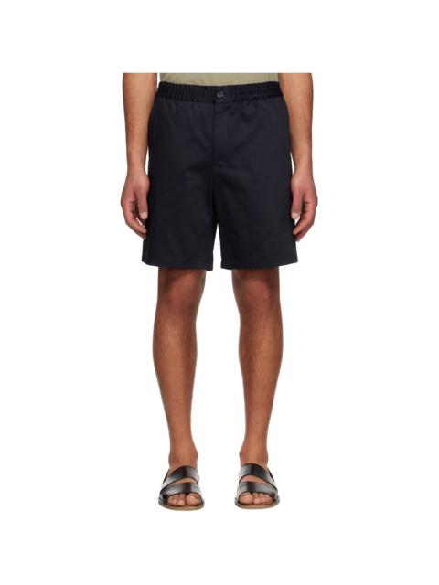 AMI Paris Navy Cotton Elasticated Waist Shorts
