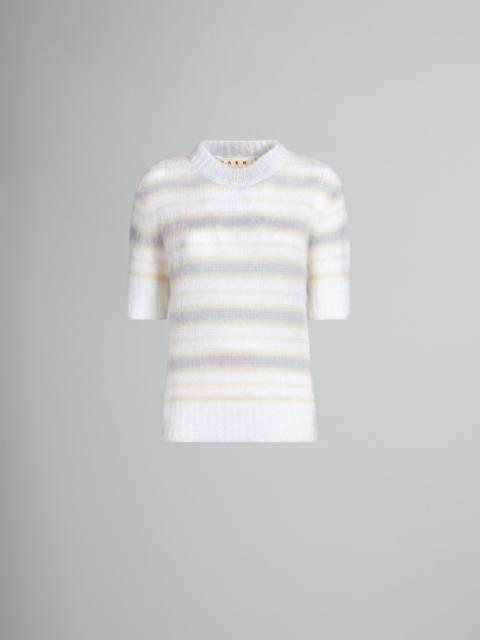 WHITE MOHAIR AND WOOL STRIPED TOP