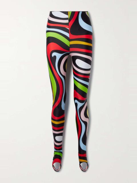 Printed stretch stirrup leggings