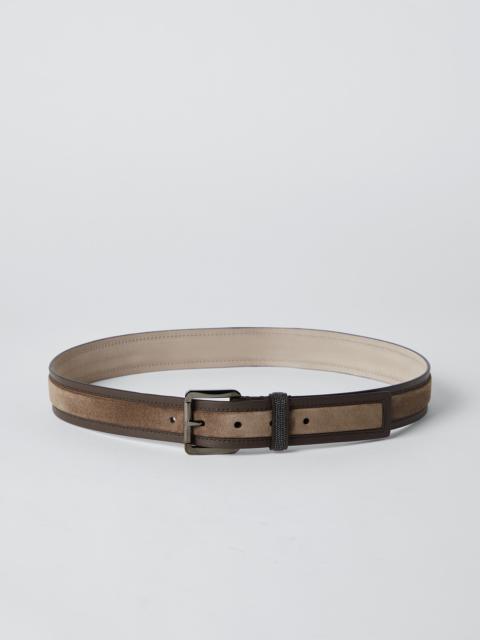 Brunello Cucinelli Suede and calfskin belt with shiny loop