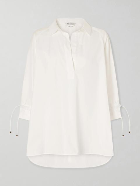 Max Mara Tie-detailed cotton-poplin blouse White