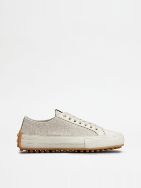 Tod's SNEAKERS IN FABRIC AND LEATHER - GREY, OFF WHITE