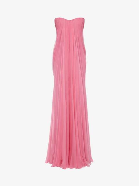 Women's Bustier Evening Dress in Sugar Pink