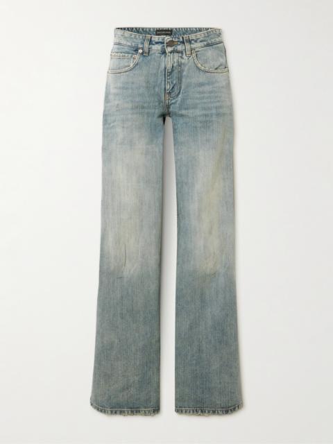 BALENCIAGA Distressed Mid-rise Wide-leg Jeans