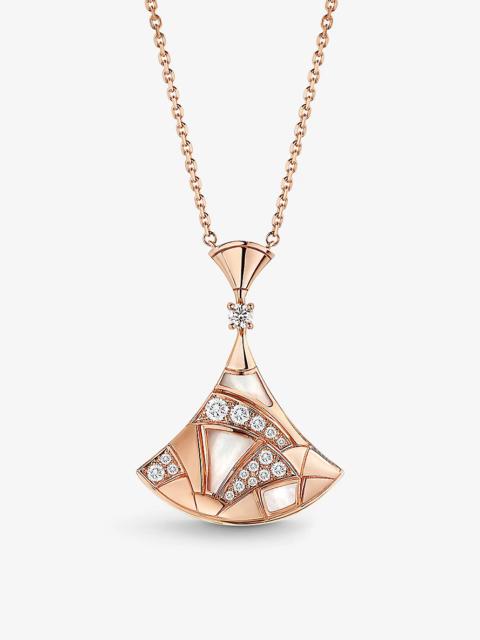 Divas' Dream 18ct rose-gold, mother-of-pearl and 0.47ct diamond pendant necklace