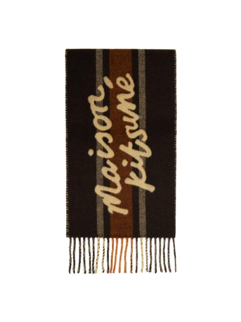 Maison Kitsuné Brown Striped Scarf