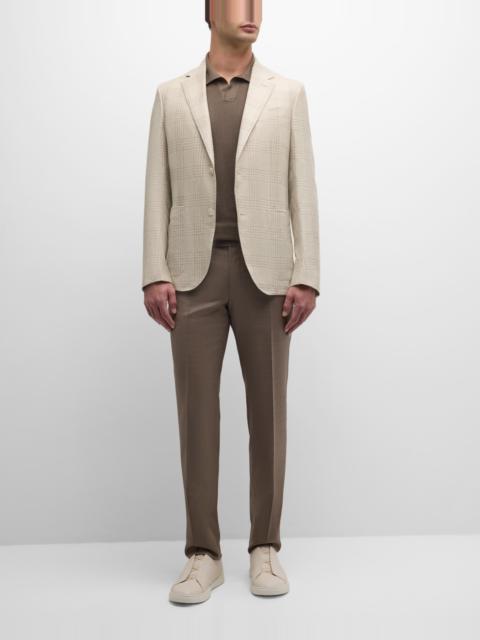 Men's Large Check Linen-Blend Sport Coat