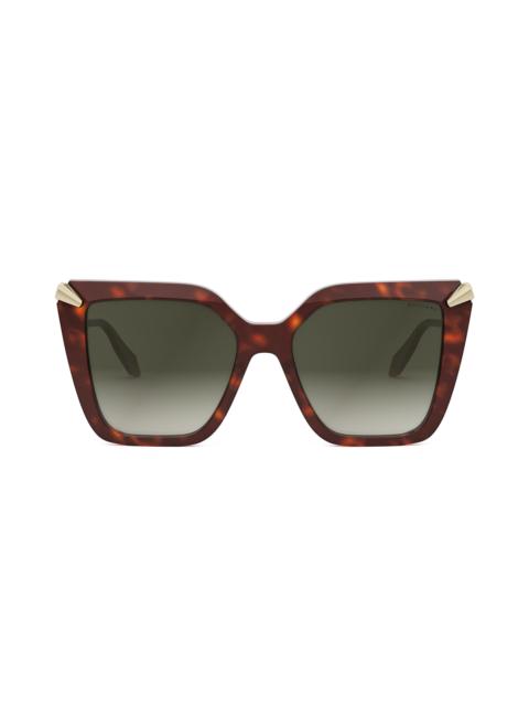 BVLGARI Women's Serpenti 55MM Butterfly Sunglasses - Red Havana Gradient Brown