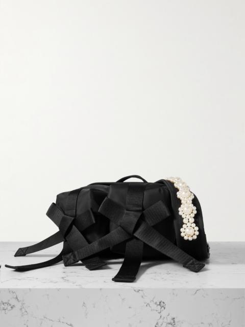 Simone Rocha Bow And Faux Pearl-embellished Shell Belt Bag