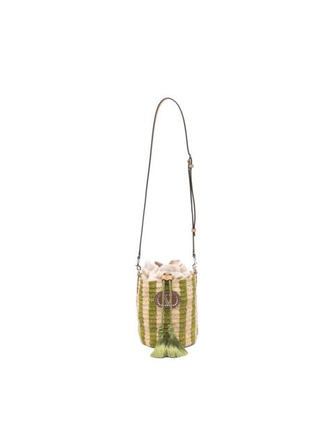 Valentino striped Vlogo raffia bucket bag