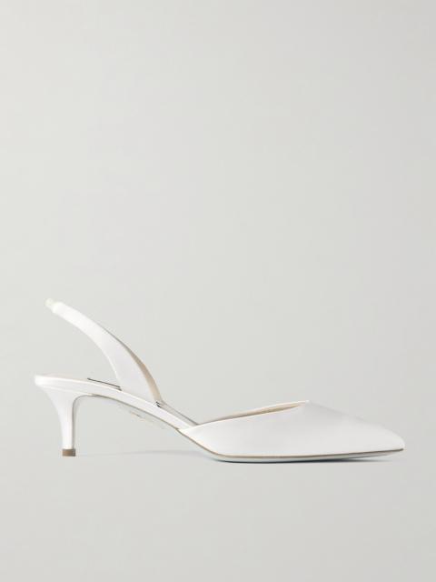 AQUAZZURA 그래서 누드 50 새틴 slingback 펌프
