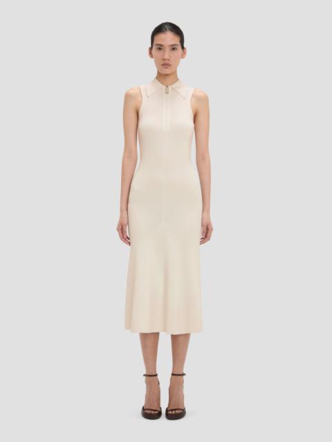 Victoria Beckham Mira Midi Dress In Sandstone