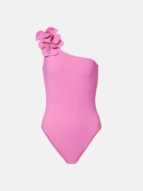 KARLA COLLETTO Tess one-shoulder floral-appliqué swimsuit
