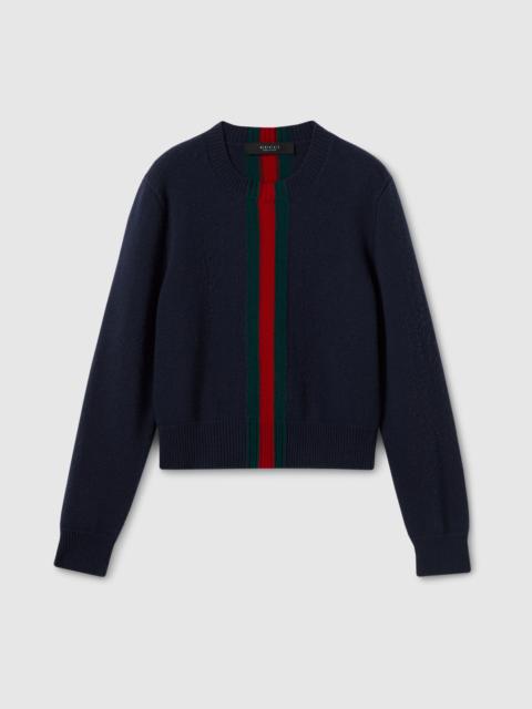 GUCCI Fine knit wool sweater with Web