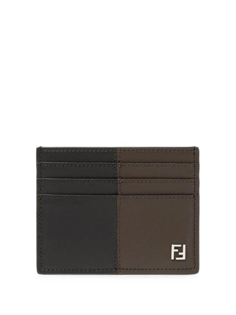 FENDI Fendi card holder "ff double" in black/ebony bicolor leather