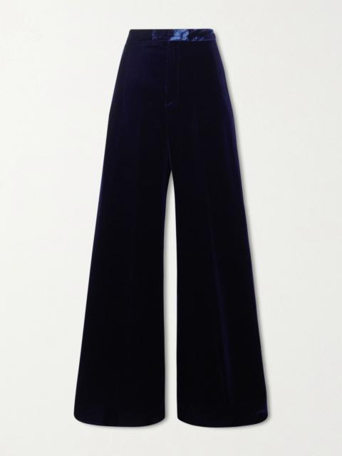 Etro Velvet wide-leg pants Navy