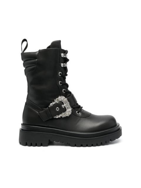 VERSACE JEANS COUTURE Drew baroque-buckle combat boots