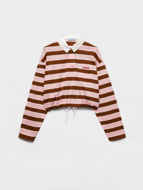 Prada Long-sleeved bayadere print lisle cotton T-shirt