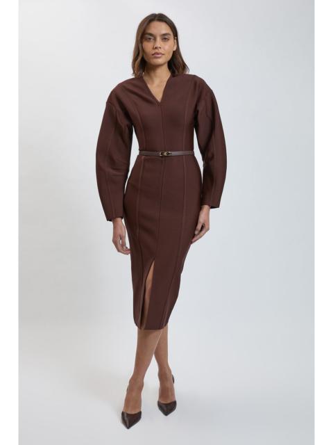 KAREN MILLEN Bandage Studded Belt Body Panelled Midi Dress