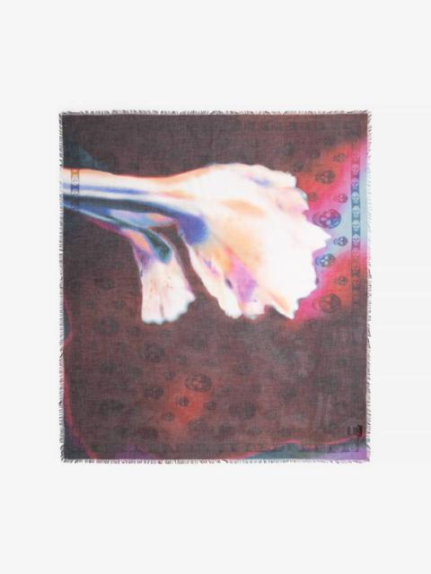 Alexander McQueen Men's Luminous Flower Shawl in Bordeaux/ivory