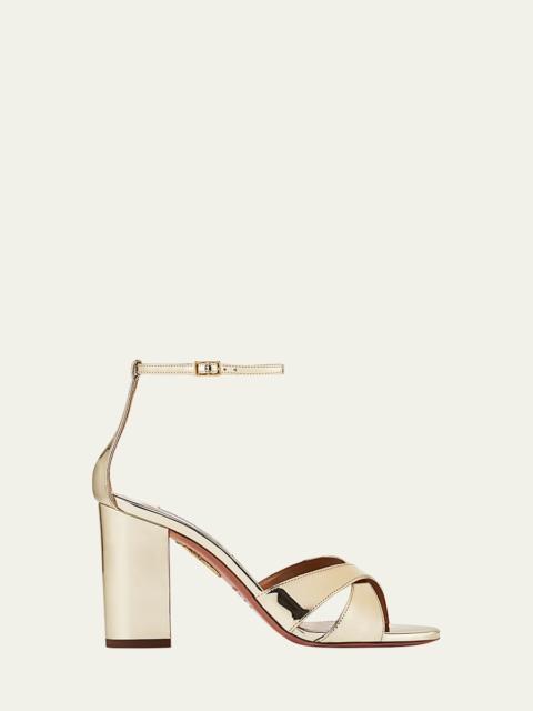 AQUAZZURA Divine Metallic Crisscross Sandals