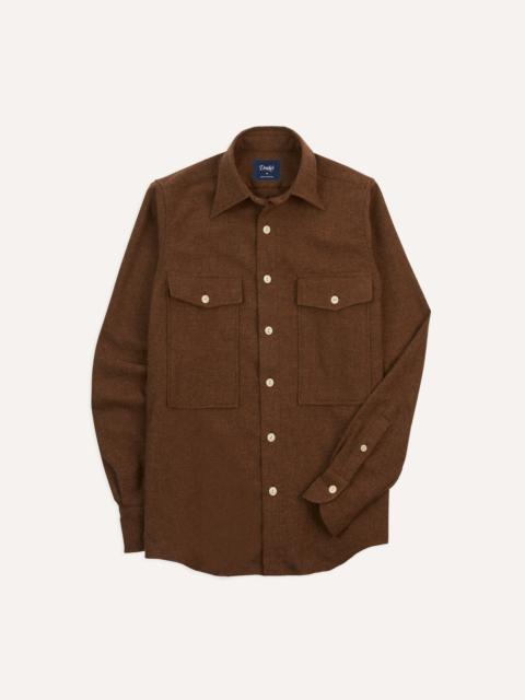 Drake's Brown Wool Two-Pocket Work Shirt