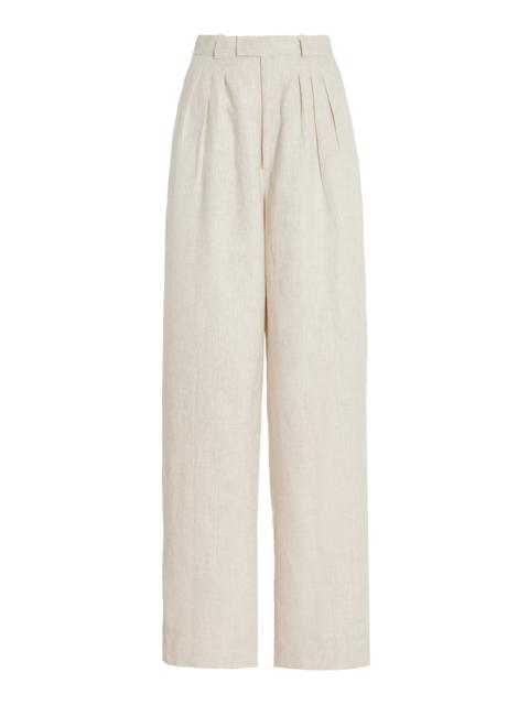 POSSE Exclusive Louis Pleated Linen Wide-Leg Trousers neutral