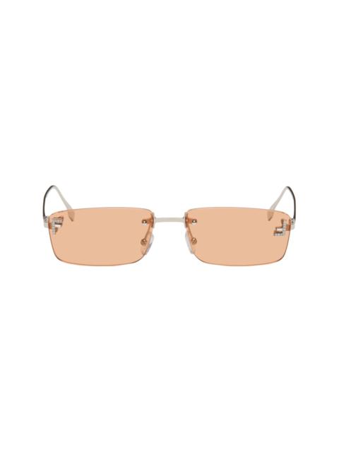 FENDI Silver & Orange 'Fendi First' Crystal Sunglasses