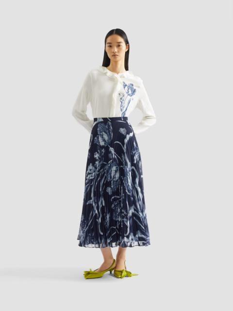 FLORAL PRINT CREPE DE CHINE LONG SLEEVE SHIRT