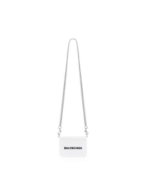 BALENCIAGA Women's Cash Mini Wallet On Chain in White/black