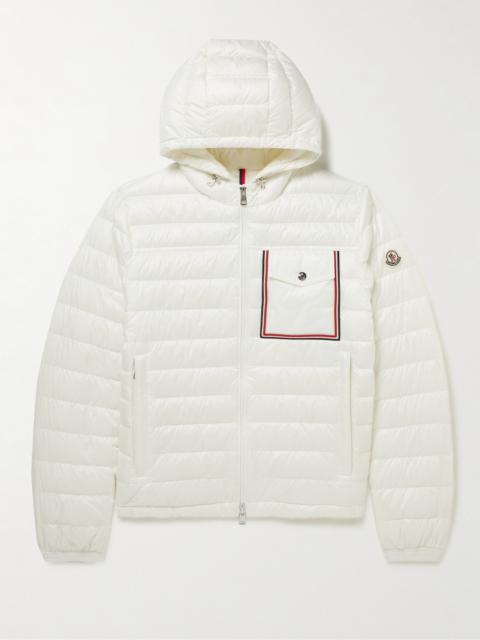 Moncler Lihou Grosgrain-Trimmed Quilted Shell Hooded Down Jacket