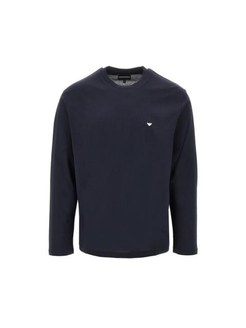 EMPORIO ARMANI LYOCELL AND COTTON BLEND T-SHIRT WITH LOGO