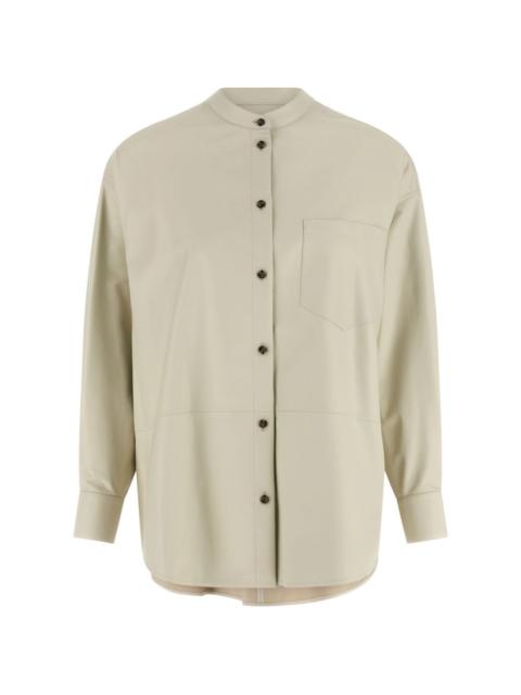 Yves Salomon mandarin-collar pocket leather shirt