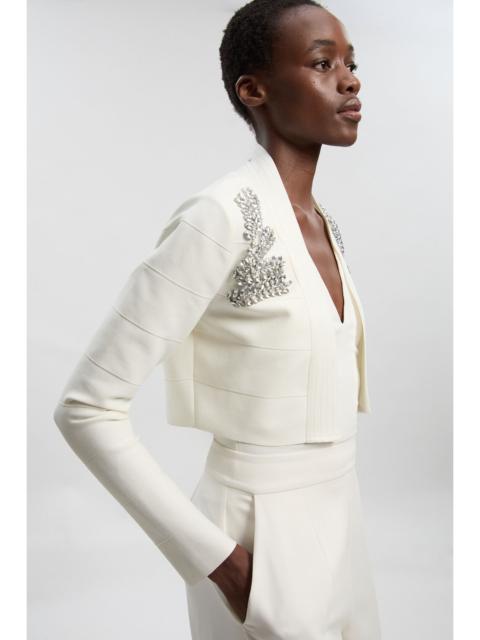 KAREN MILLEN Figure Form Bandage Embellished Crop Knit Jacket