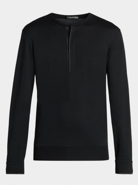 TOM FORD Men's Wool-Blend Henley Long-Sleeve T-Shirt
