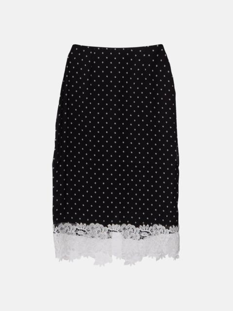 ROTATE Lace-trimmed polka-dot pencil skirt