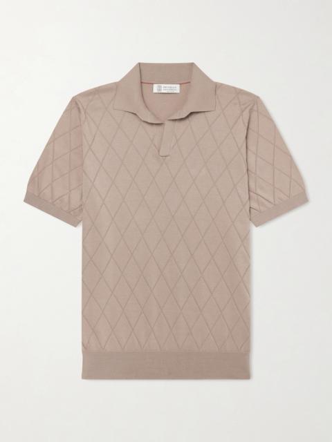 Brunello Cucinelli Open-Collar Knitted Cotton Polo Shirt