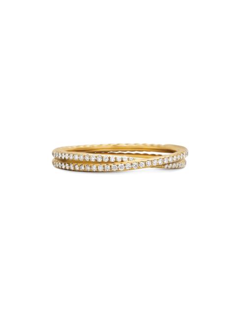 DAVID YURMAN Women's DY Crossover Micro Pavé Band Ring in 18K Yellow Gold - Diamond